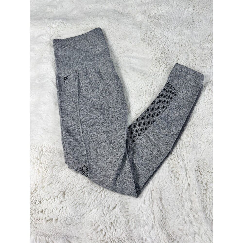 Fabletics Sync Leggings S Gray High Rise 7/8 Seamless Perforated Workout Yoga
